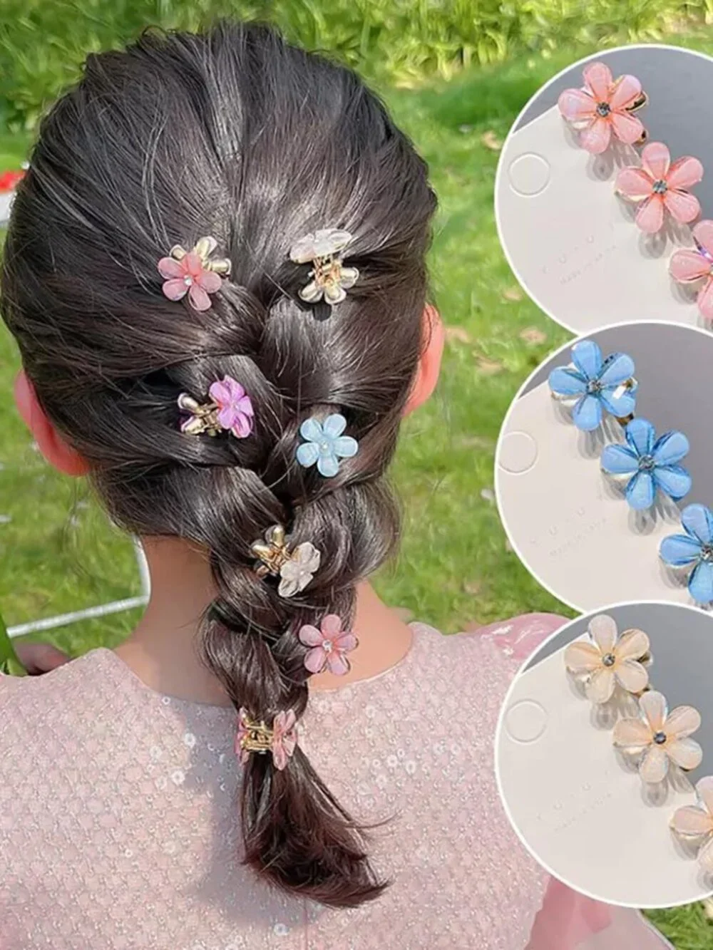 20Pcs Mini Flower Hair Clips Crystal Spring Claw Clips Small Flower Hair Claw Cl